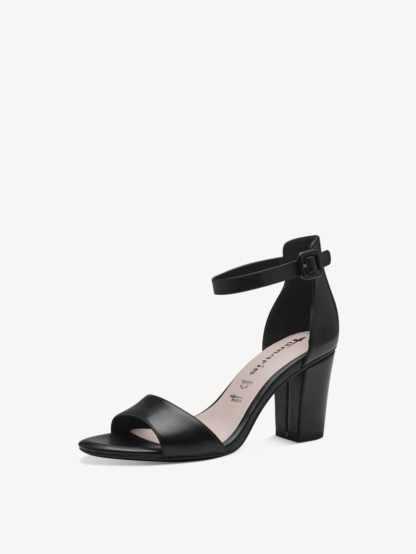 Leren Sandaaltje - zwart, BLACK, hi-res