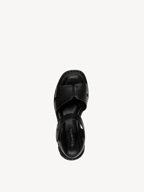 Heeled sandal, BLACK LEATHER, hi-res