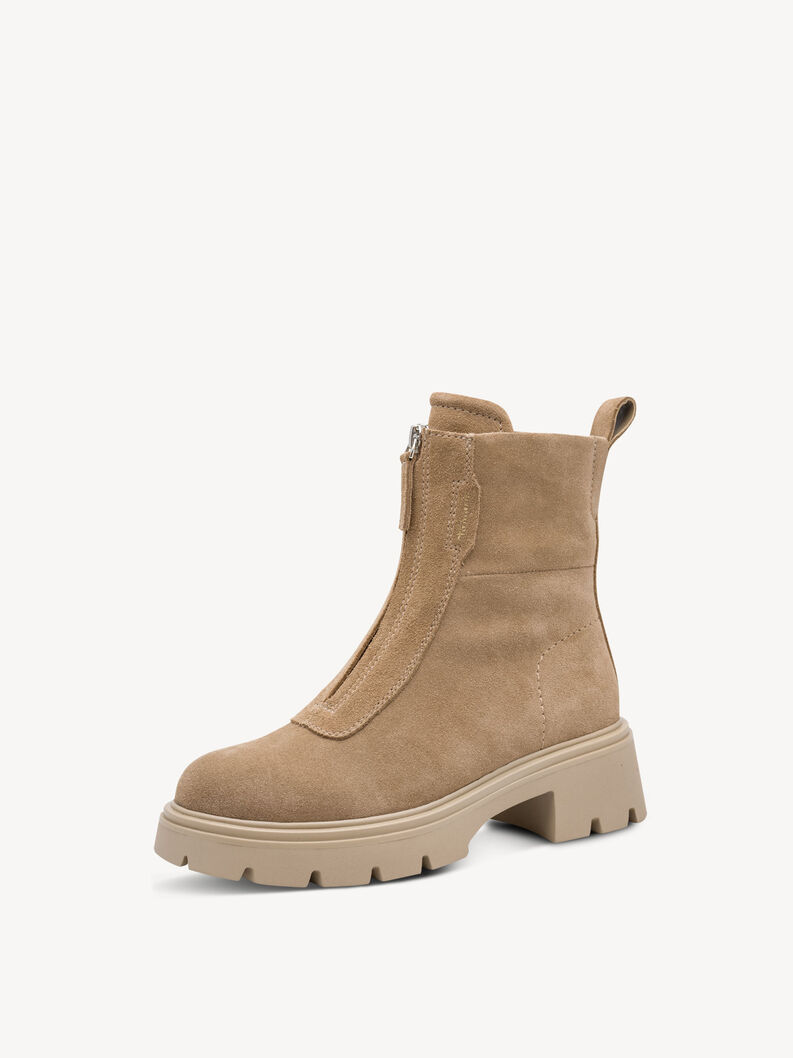 Lederstiefelette - beige, BEIGE, hi-res