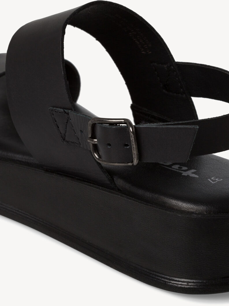 Sandale à talon en cuir - noir, BLACK, hi-res