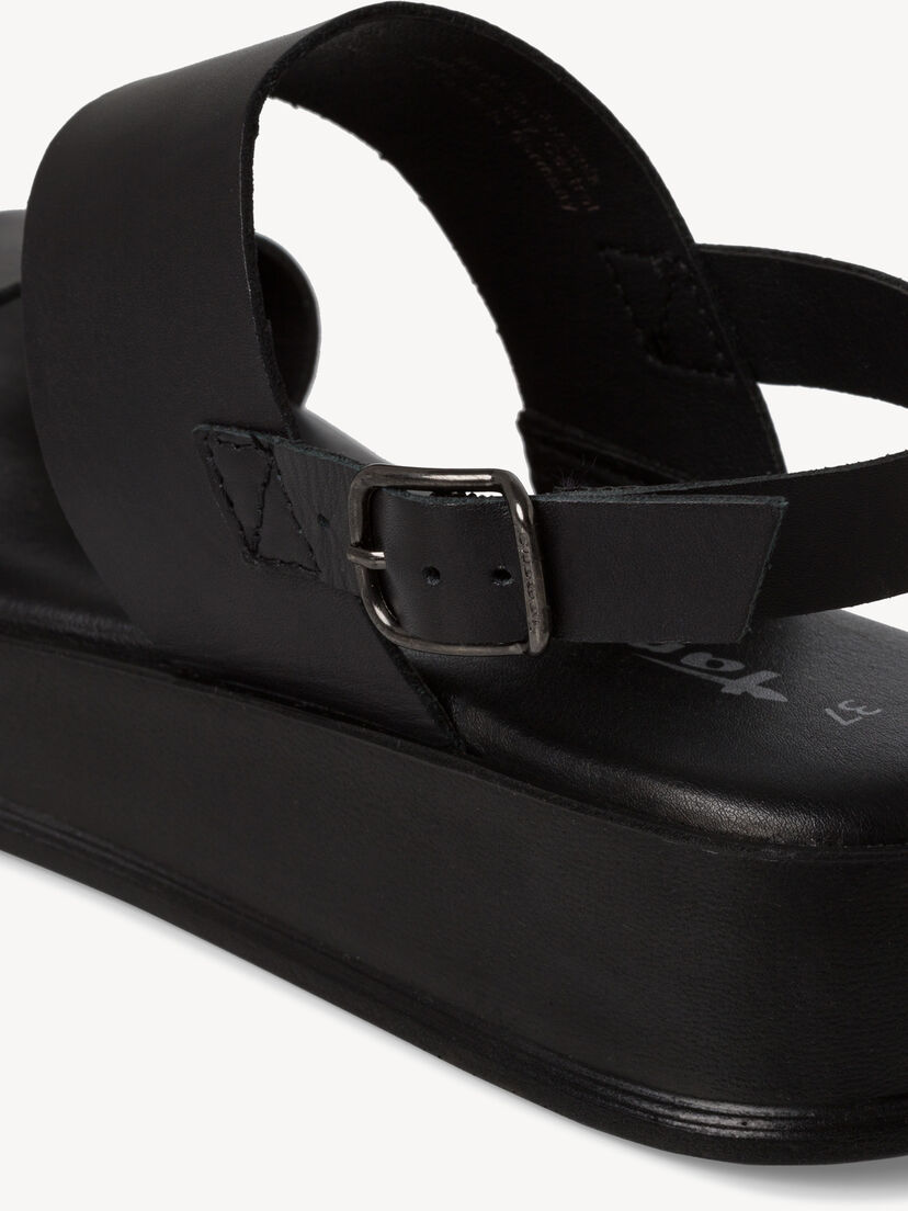 Leren Sandaaltje - zwart, BLACK, hi-res