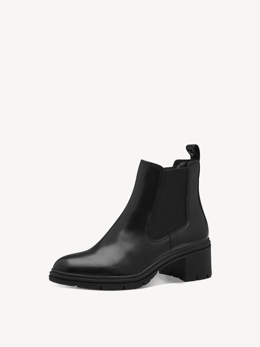 Leren Chelseaboot - zwart, BLACK, hi-res