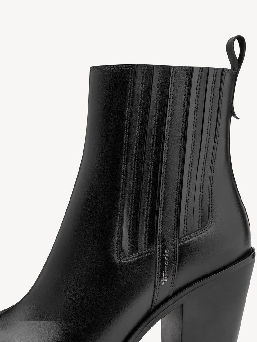 Leren Enkellaarsje - zwart, BLACK, hi-res