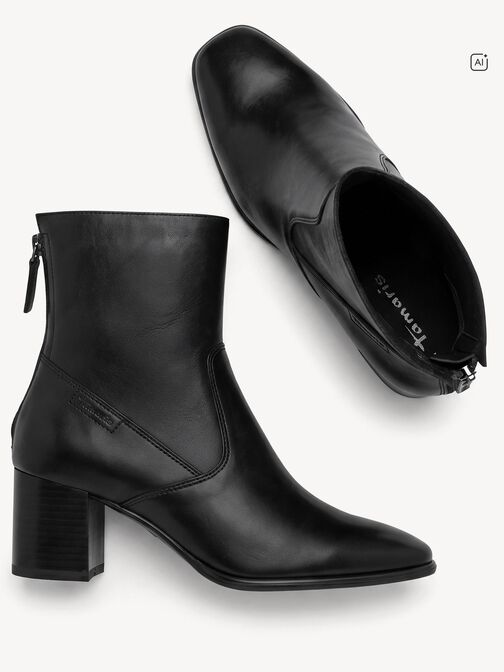 Bootie, BLACK LEATHER, hi-res