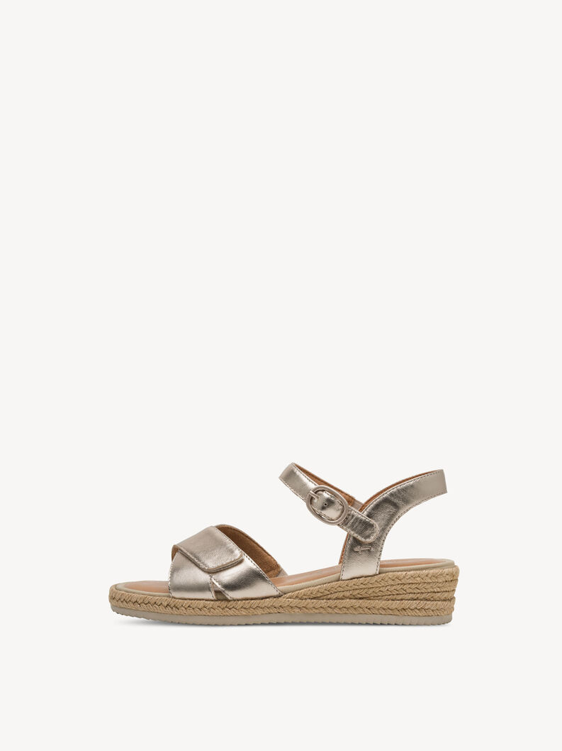 Leather Heeled sandal, LT GOLD, hi-res