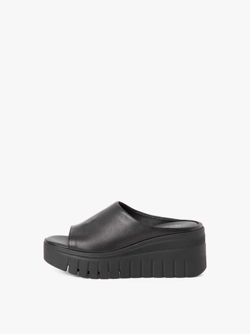 Leren Slipper - zwart, BLACK, hi-res