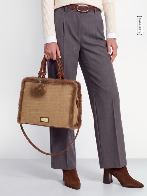 Shopping bag, taupe, hi-res