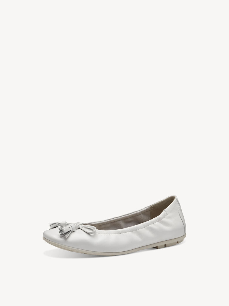 Ballerine en cuir - blanc, WHITE, hi-res