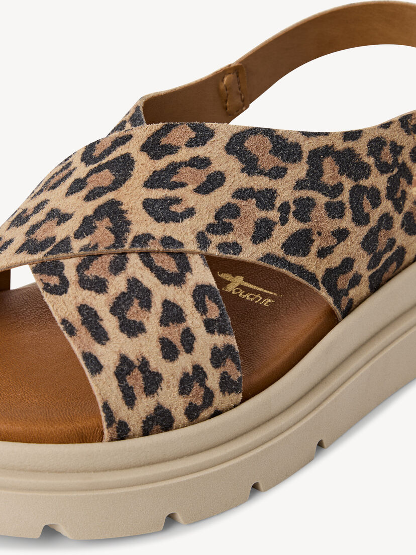 Leren Sandaaltje - bruin, LEOPARD, hi-res