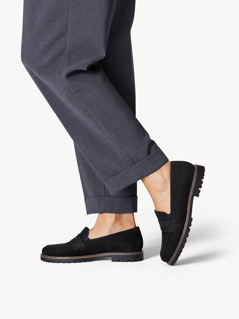 Leren Instappers - zwart, BLACK, hi-res