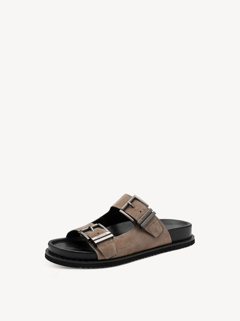 Lederpantolette - beige, TAUPE, hi-res