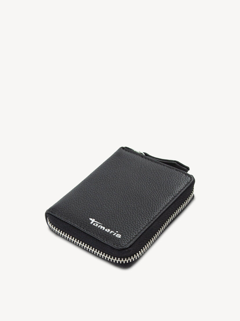 Leren Portemonnee - zwart, black, hi-res