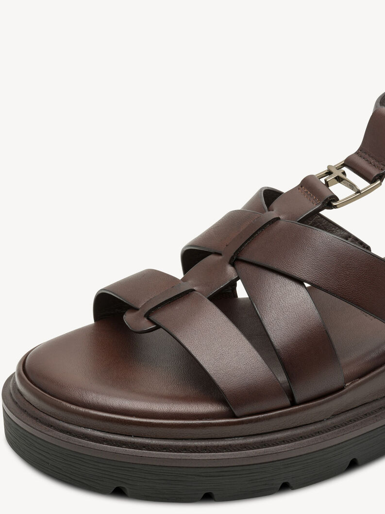 Sandale &agrave; talon en cuir - marron, 304, hi-res