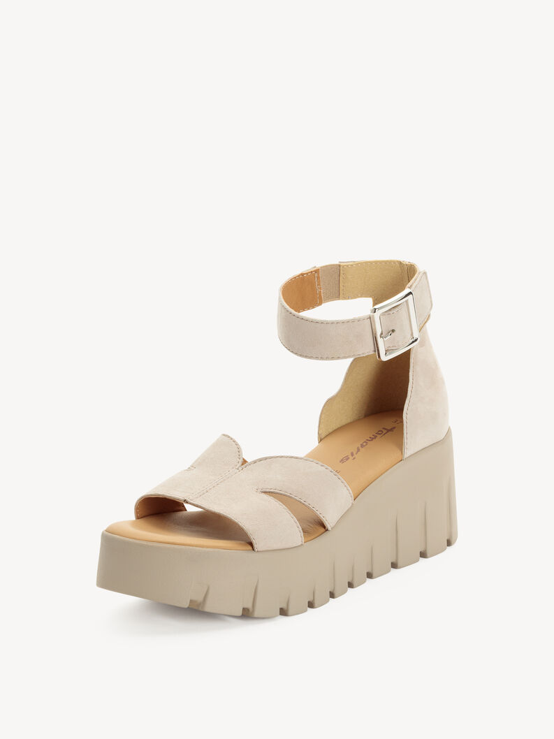Ledersandalette - beige, TAUPE, hi-res