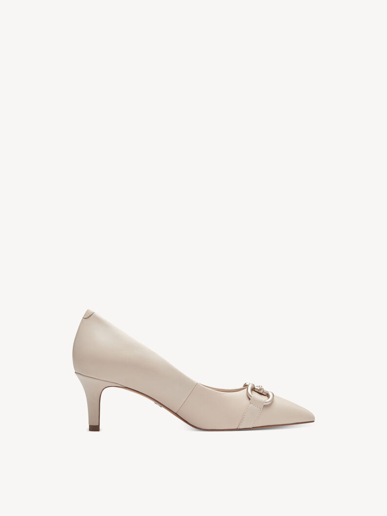 Escarpin en cuir - beige, IVORY, hi-res