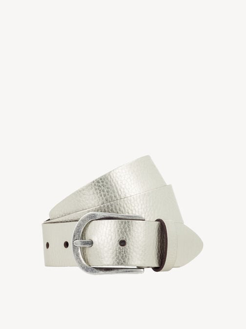Leather belt, Platingold, hi-res