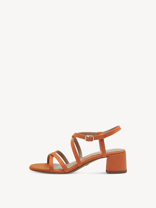 Sandale à talon, orange, hi-res
