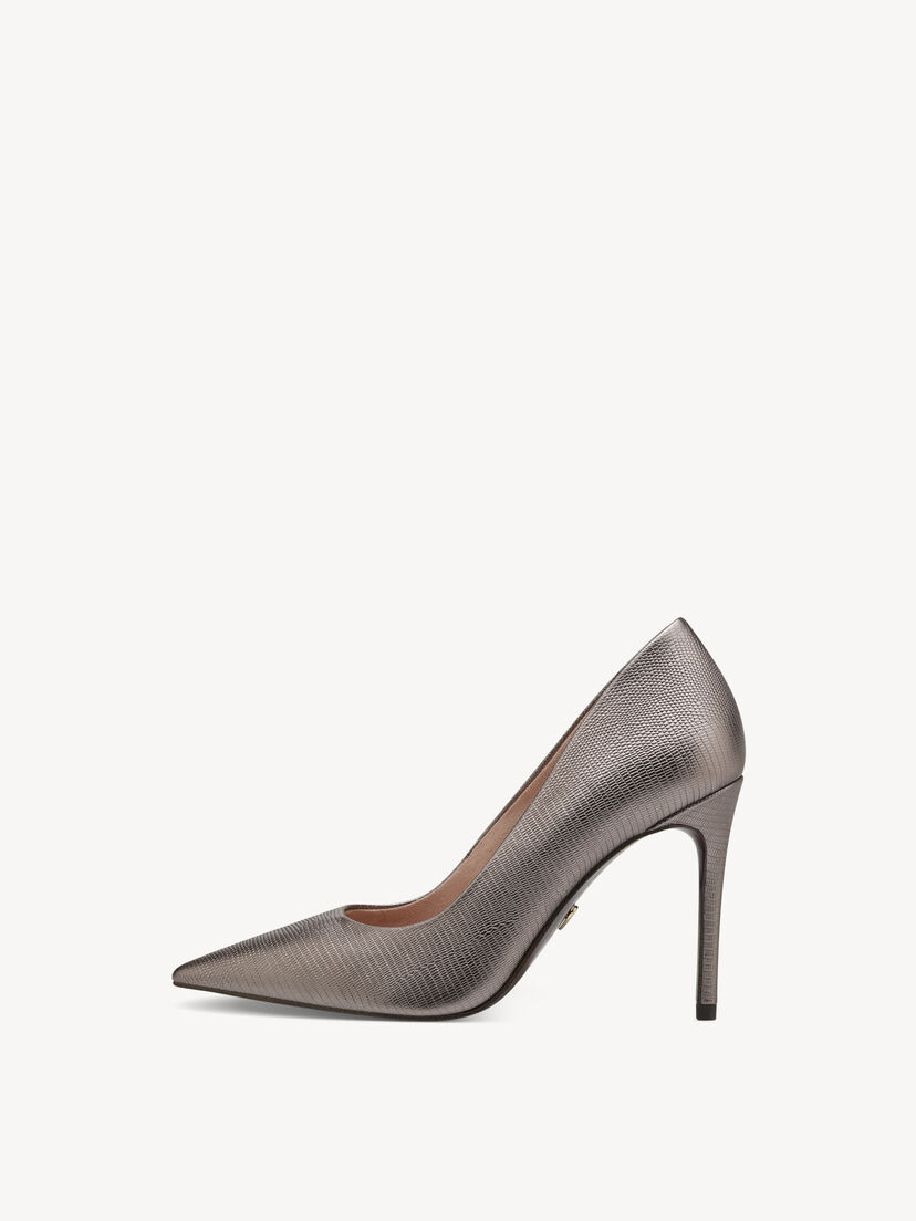 Leren Pumps - metallic, PEWTER, hi-res