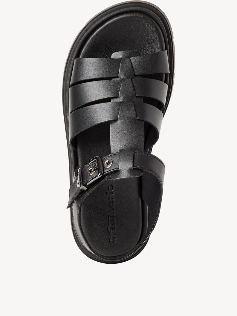 Ledersandalette - schwarz, BLACK LEATHER, hi-res