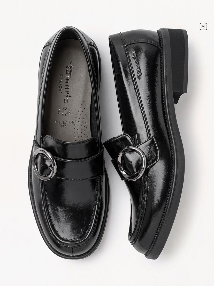 Instappers - zwart, BLACK PATENT, hi-res