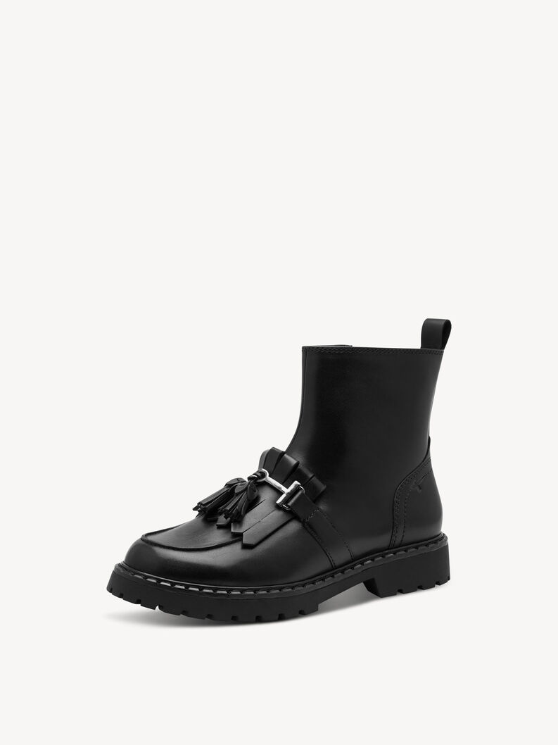 Lederstiefelette - schwarz, BLACK LEATHER, hi-res