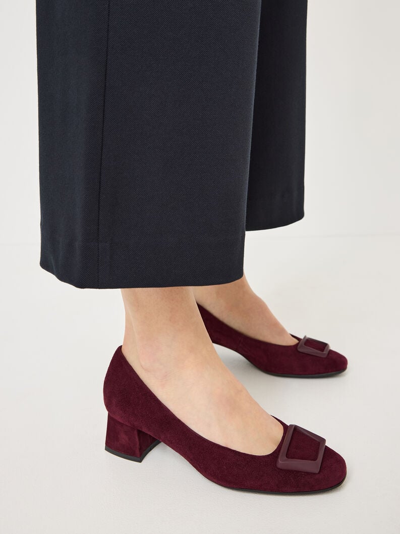 Leather Pumps - red, MERLOT SUEDE, hi-res