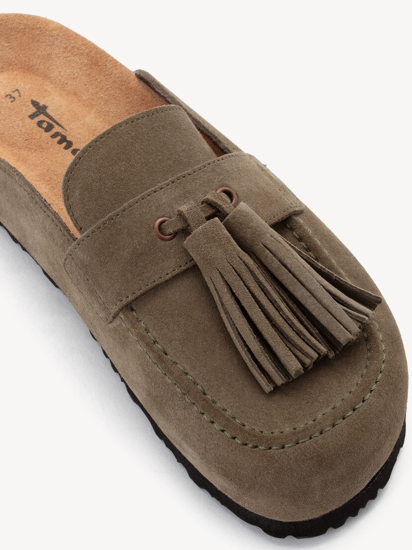 Leren Slipper - groen, OLIVE, hi-res