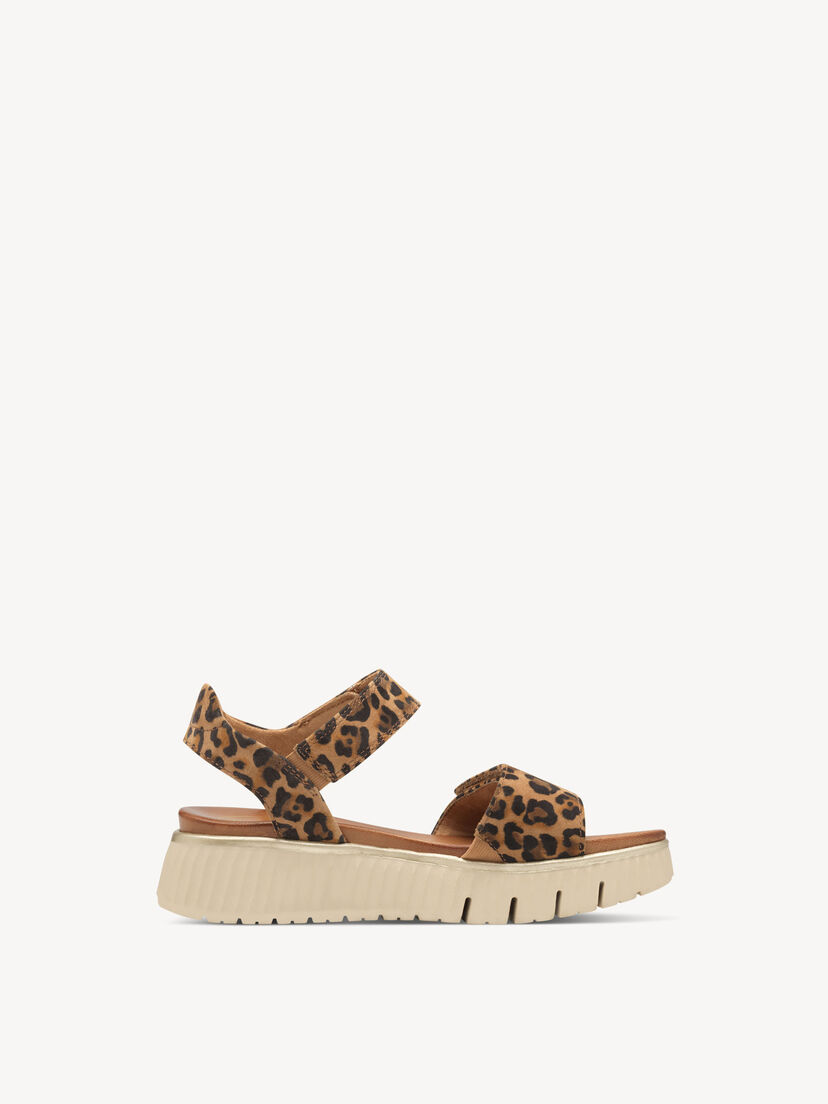 Leren Sandaal - beige, LEOPARD, hi-res