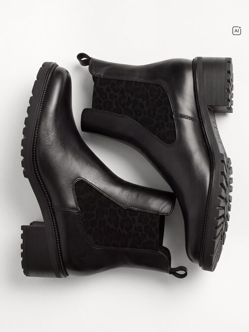 Chelsea boot, BLACK/LEOPARD, hi-res