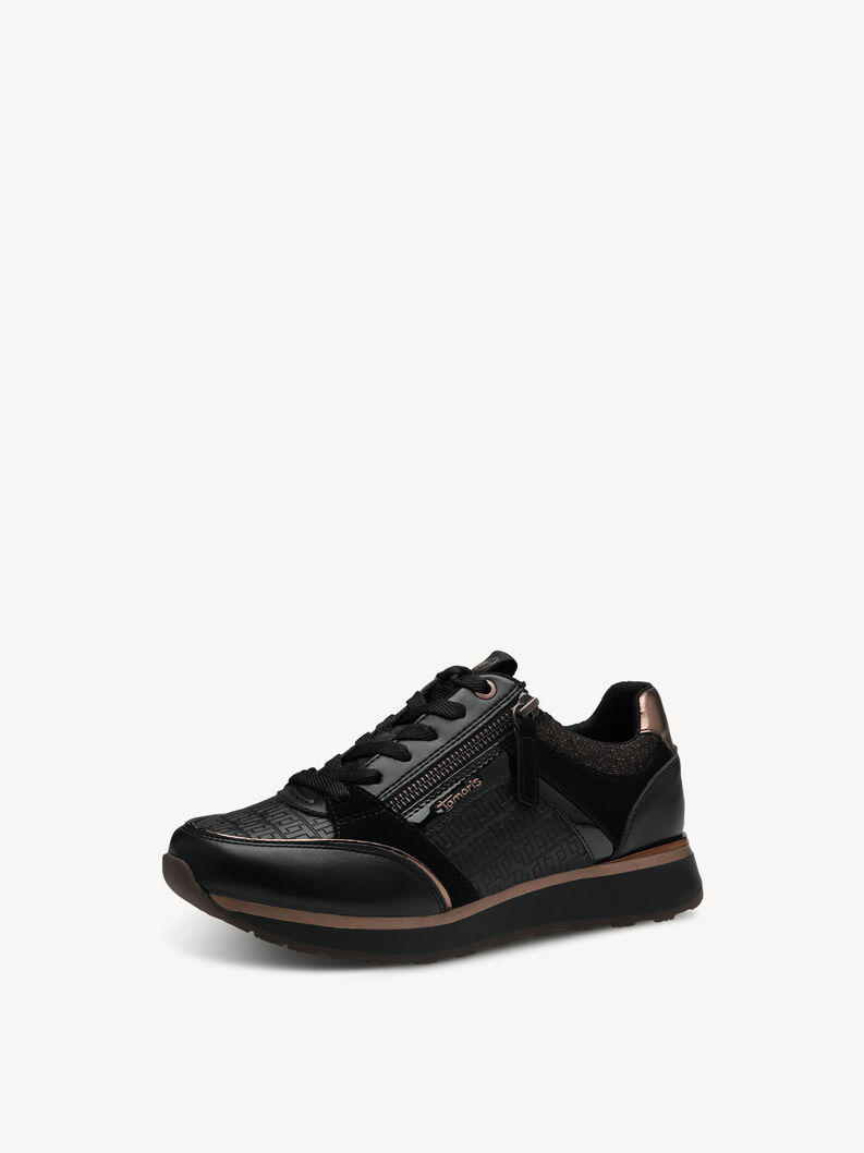 Leather Sneaker - black, BLACK/COPPER, hi-res