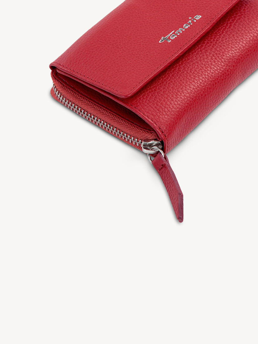 Leren Portemonnee - rood, red, hi-res