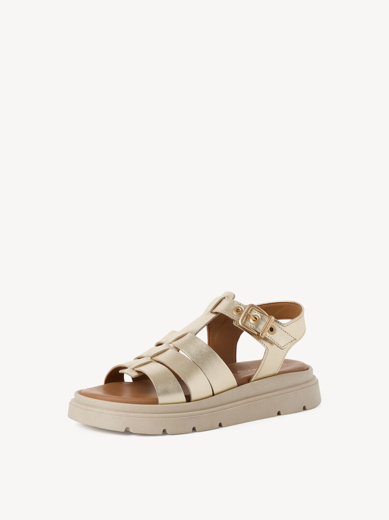 Ledersandalette - metallic, LIGHT GOLD, hi-res