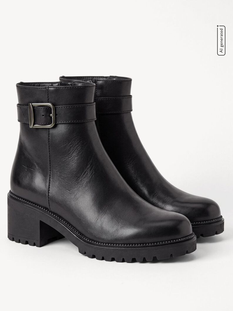 Lederstiefelette - schwarz, BLACK LEATHER, hi-res