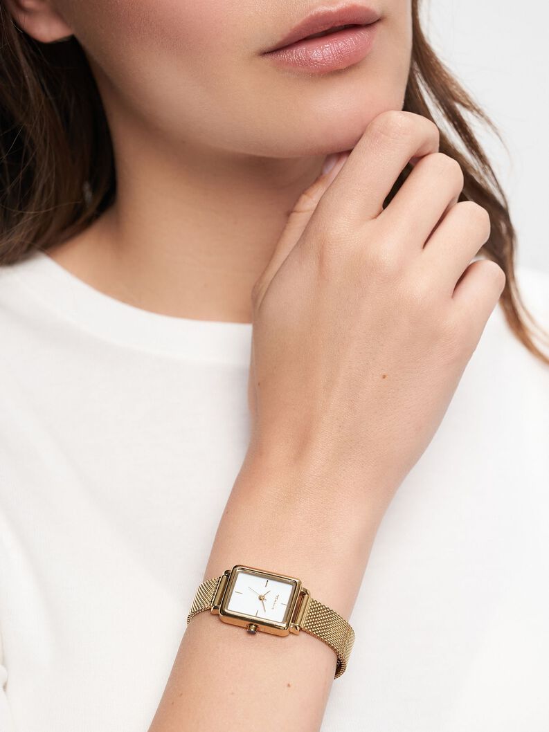 Uhr - gold, gold-glossy weiß, hi-res