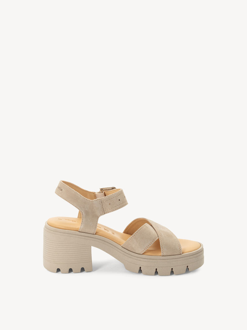 Ledersandalette - beige, TAUPE, hi-res