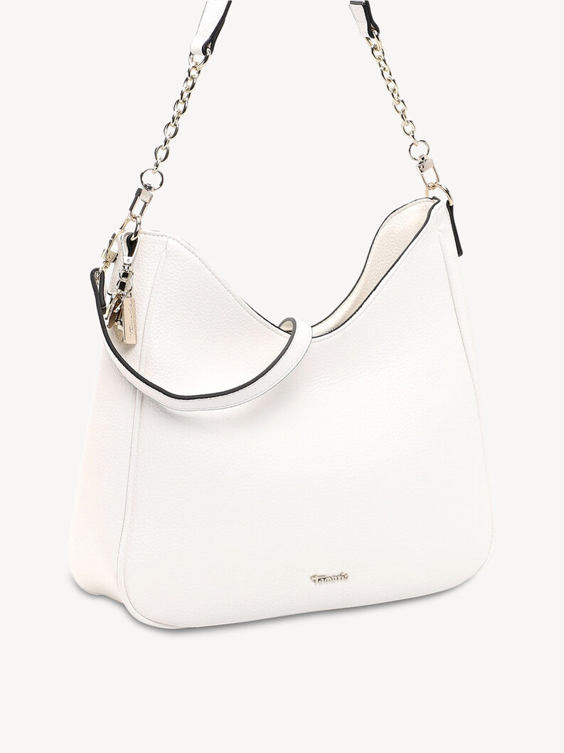 Sac &agrave; main cuir blanc femme avec bandouli&egrave;re cha&icirc;ne amovible et r&eacute;glable