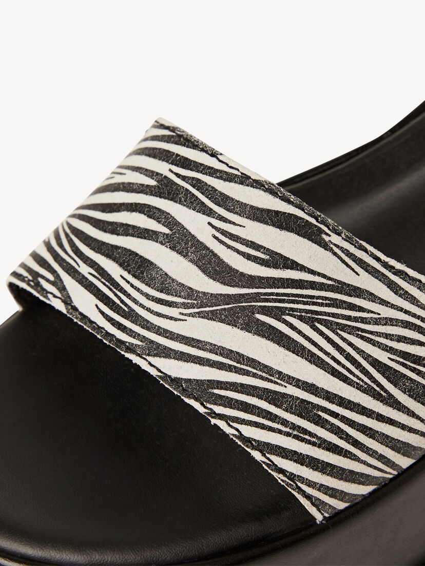 Leren Sandaaltje - zwart, BLACK/ZEBRA, hi-res