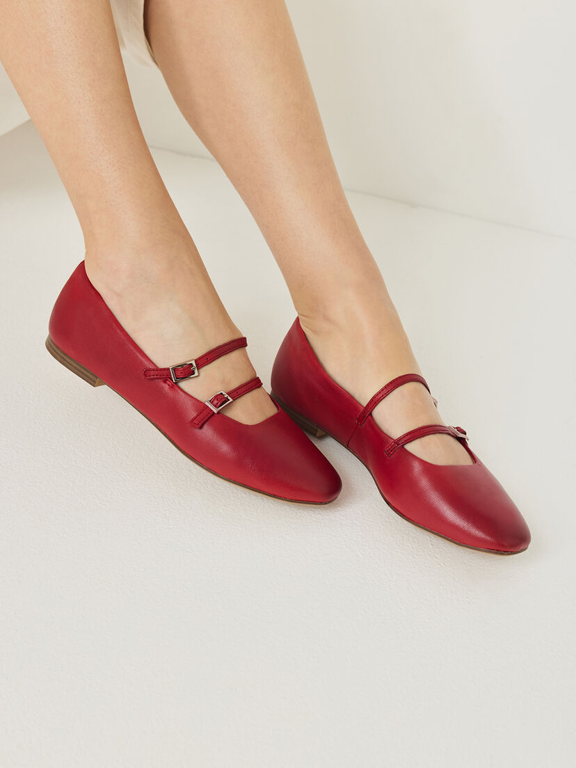 Leren Ballerina - rood, RED, hi-res