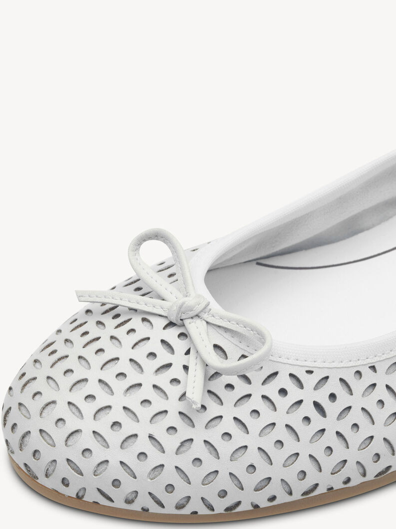 Ballerine en cuir - blanc, WHITE STRUCT., hi-res