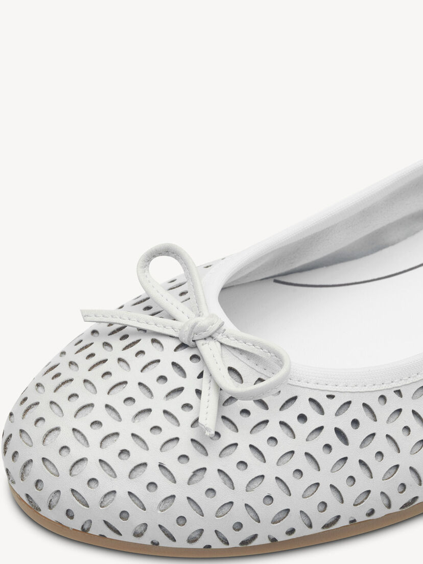 Leren Ballerina - wit, WHITE STRUCT., hi-res