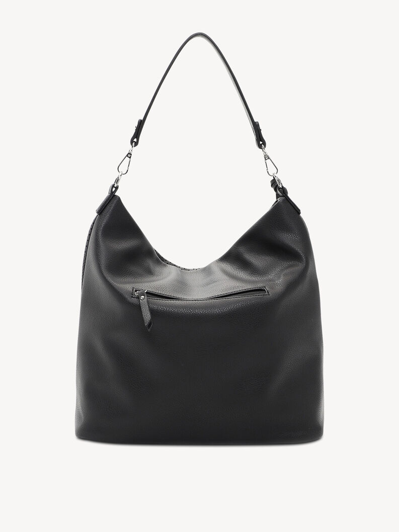 Schwarze glatte Leder-Damentasche mit praktischem Frontrei&szlig;verschluss