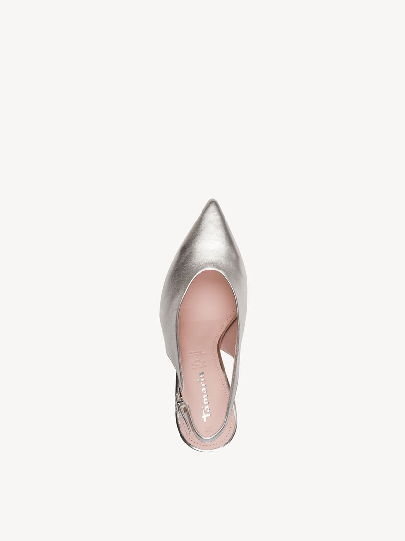 Leren Slingpumps - metallic, PLATINUM, hi-res