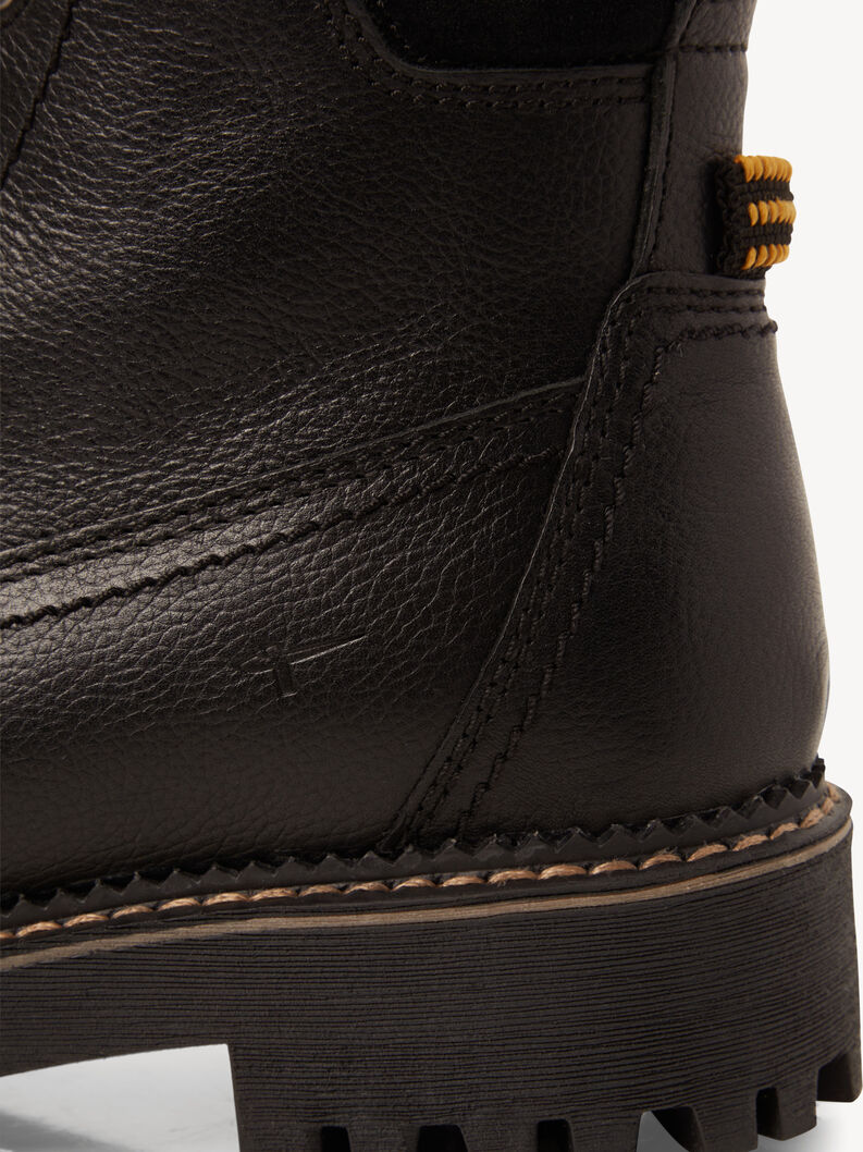 Lederstiefelette - schwarz Warmfutter, BLACK, hi-res