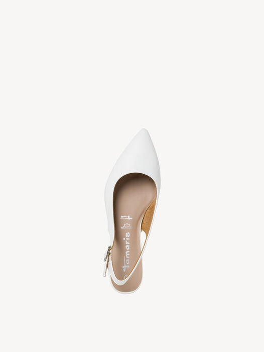 Slingpumps, WHITE LEATHER, hi-res
