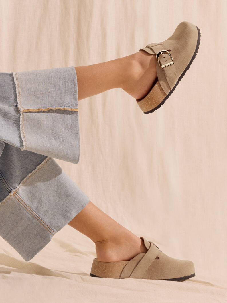 Leather Sandal - beige, TAUPE, hi-res