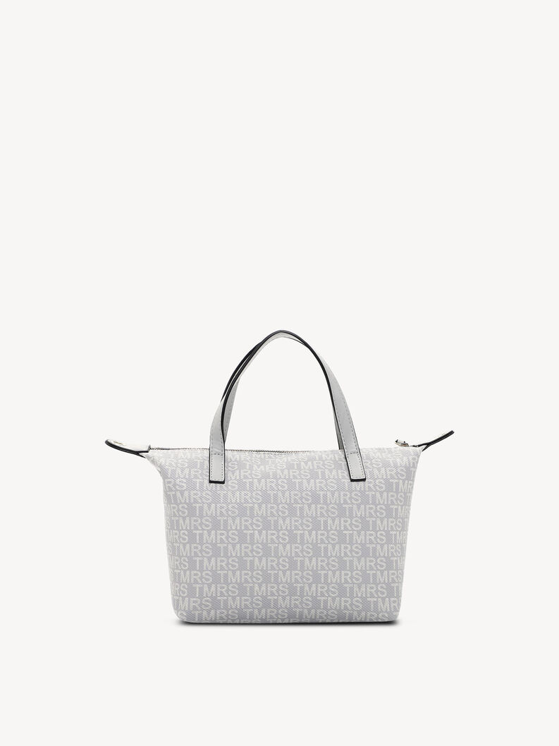 Borsa grigia con motivo TMRS e bordi neri, design semplice