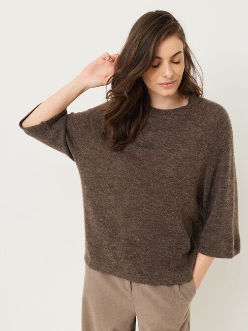 Strickpullover, Mid Brown Melange, hi-res