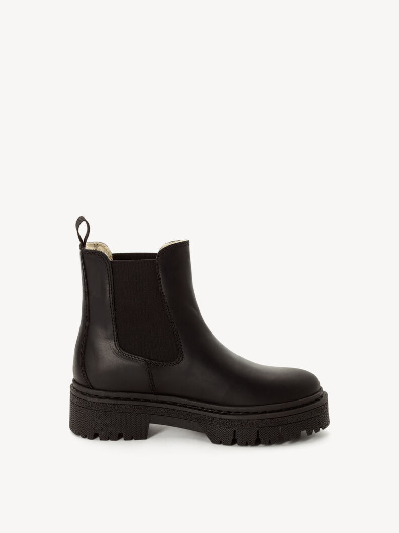 Lederstiefelette - schwarz Warmfutter, BLACK, hi-res