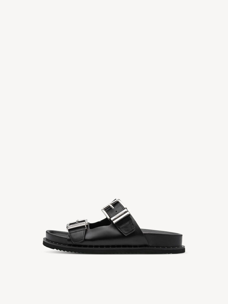 Lederpantolette - schwarz, BLACK, hi-res