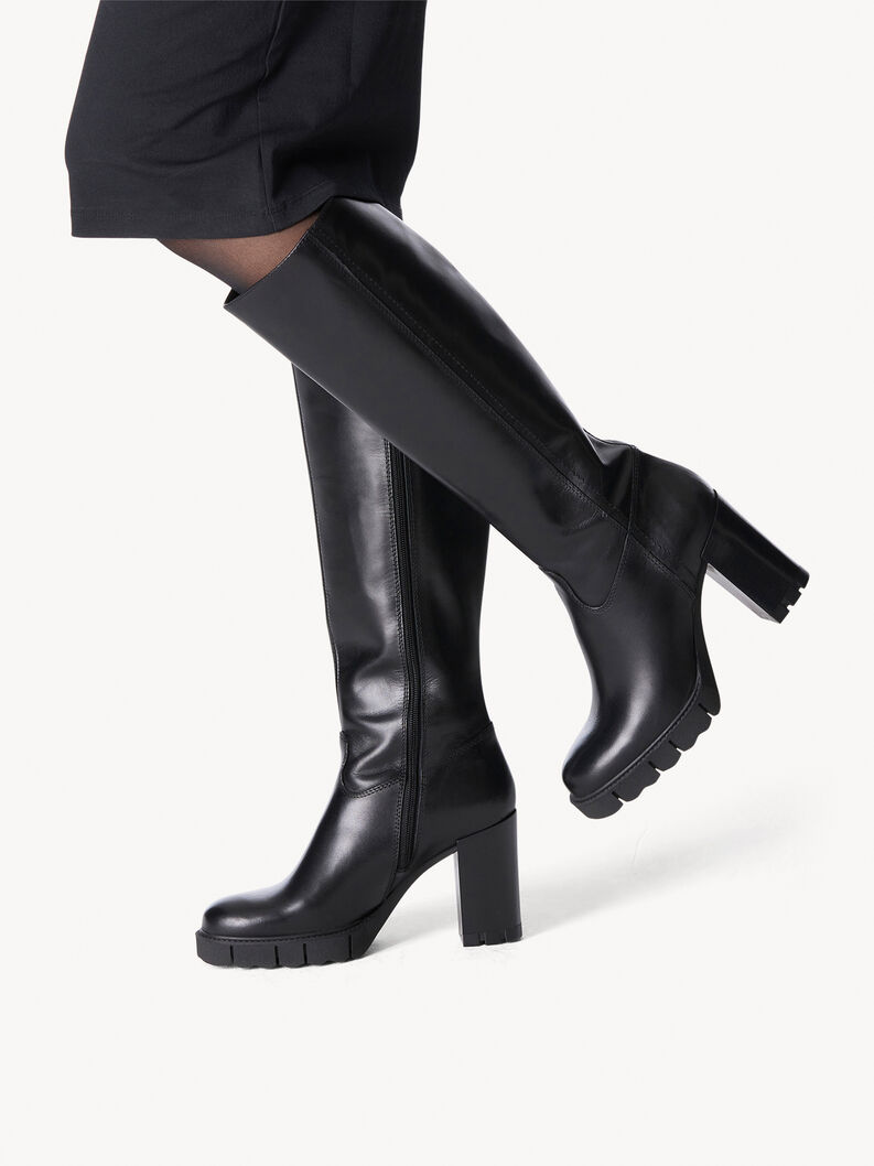 Leather Boots - black, BLACK, hi-res
